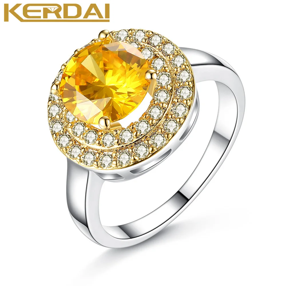 

Large Yellow Stone Wedding Ring White Gold Color Chunky Ring for Women Men Finger Ring Party Jewelry Accessories