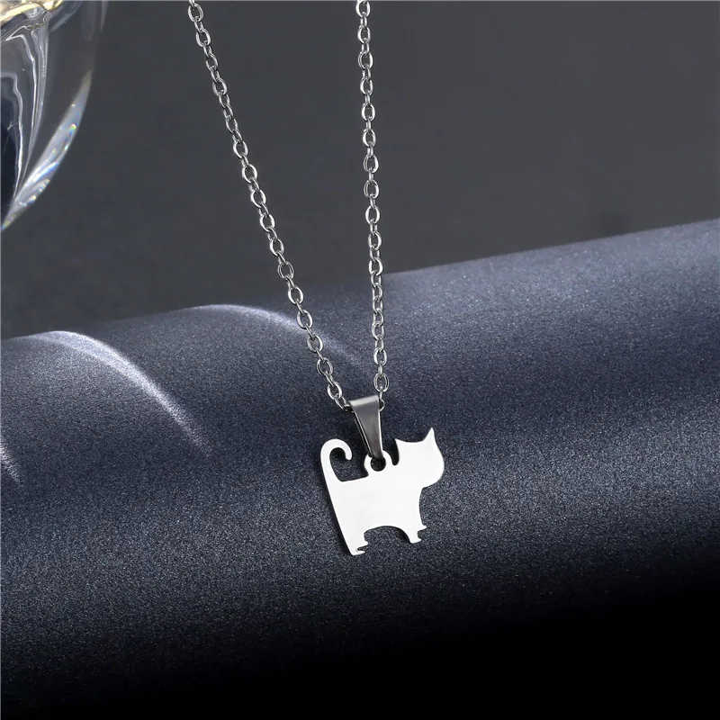 

Stainless Steel Cute Small Cat Clavicle Chain Necklace For Women Cat Exquisite Pendant Necklace Wedding Engagement Party Jewelry