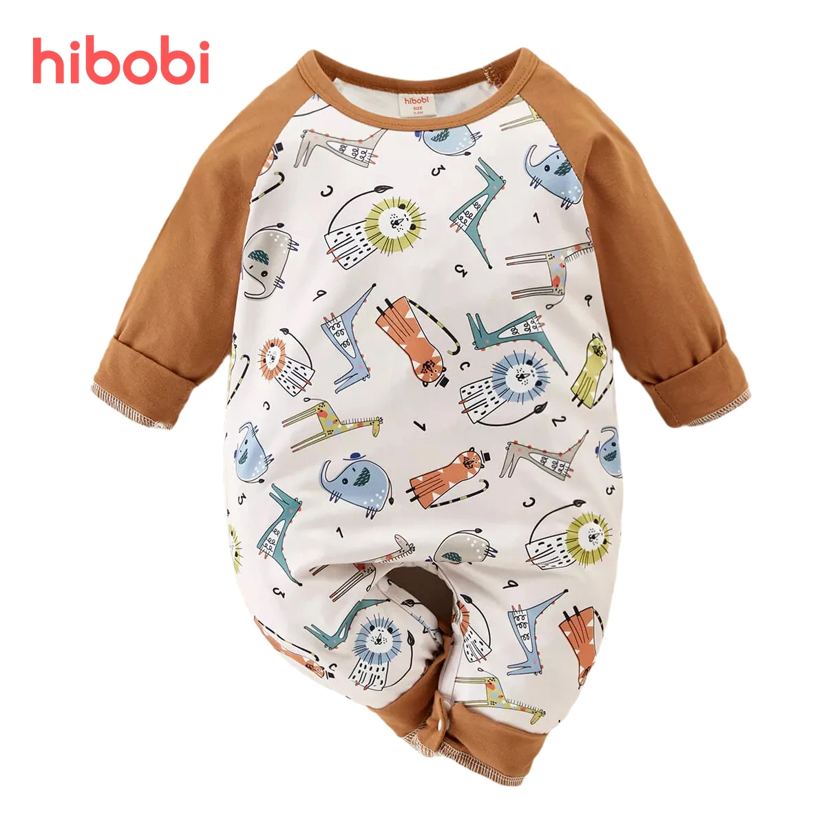 

Комбинезоны hibobi для маленьких мальчиков, милый комбинезон с длинным рукавом и животным принтом, Одежда для новорожденных, пижама для мальчи...