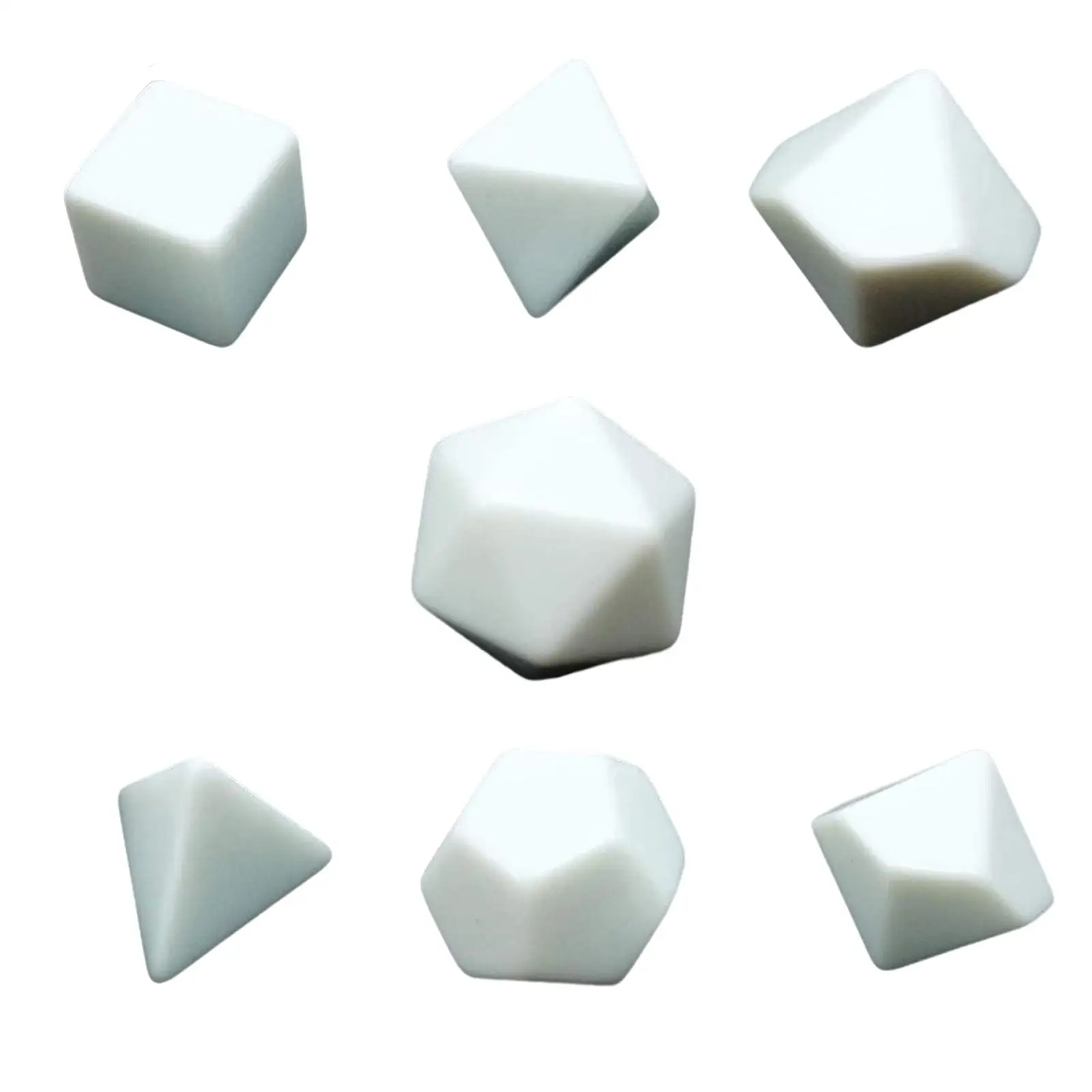

7 Pieces Acrylic Blank Polyhedral RPG Dices Set for Creative Painting,