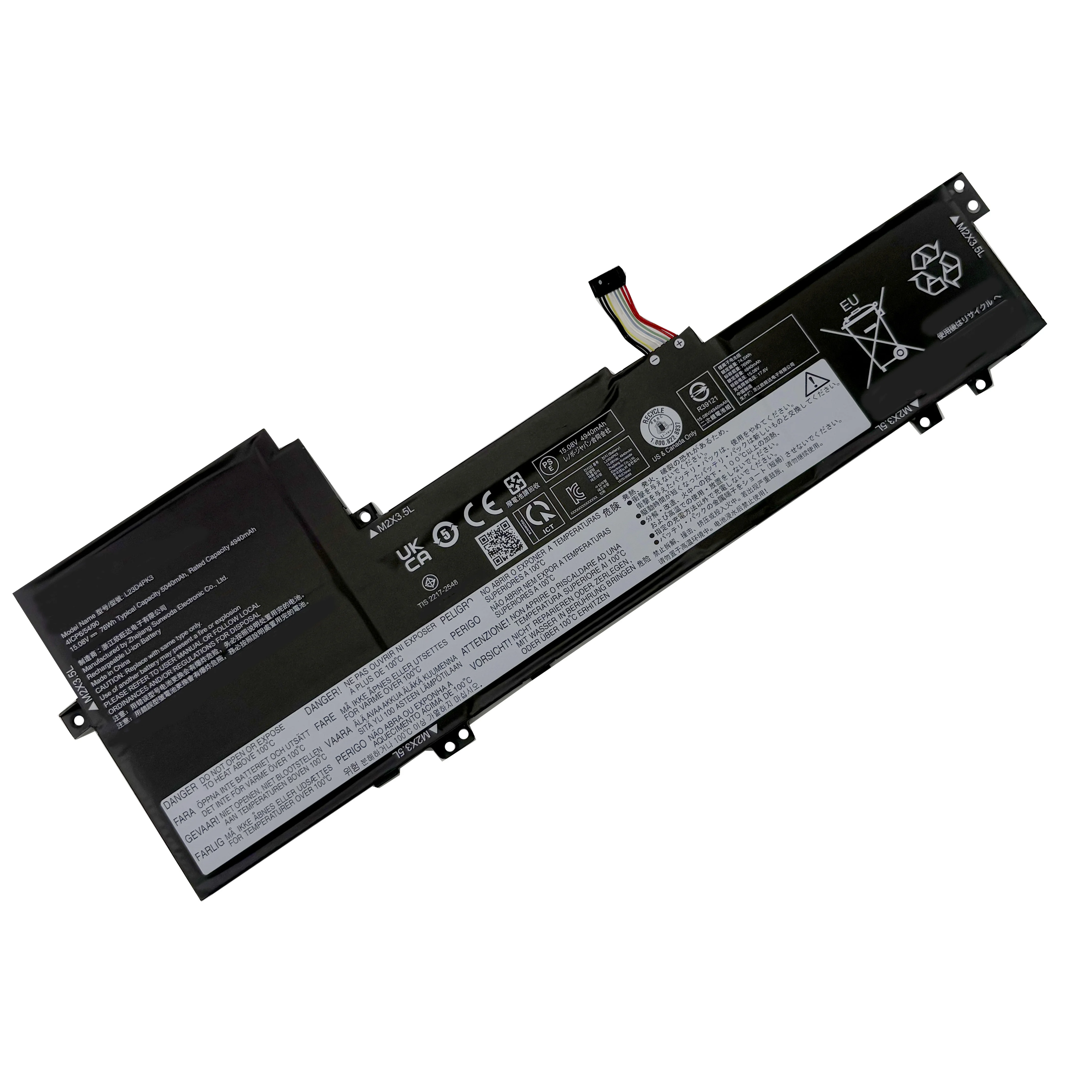 Фото Сменная батарея для ноутбука L23D4PK3 L23L4PK3 L23M4PK3 L23B4PK3 15.08V 76Wh 4940mAh, совместимая с Lenovo Xiaoxin 16 IRL8 №2