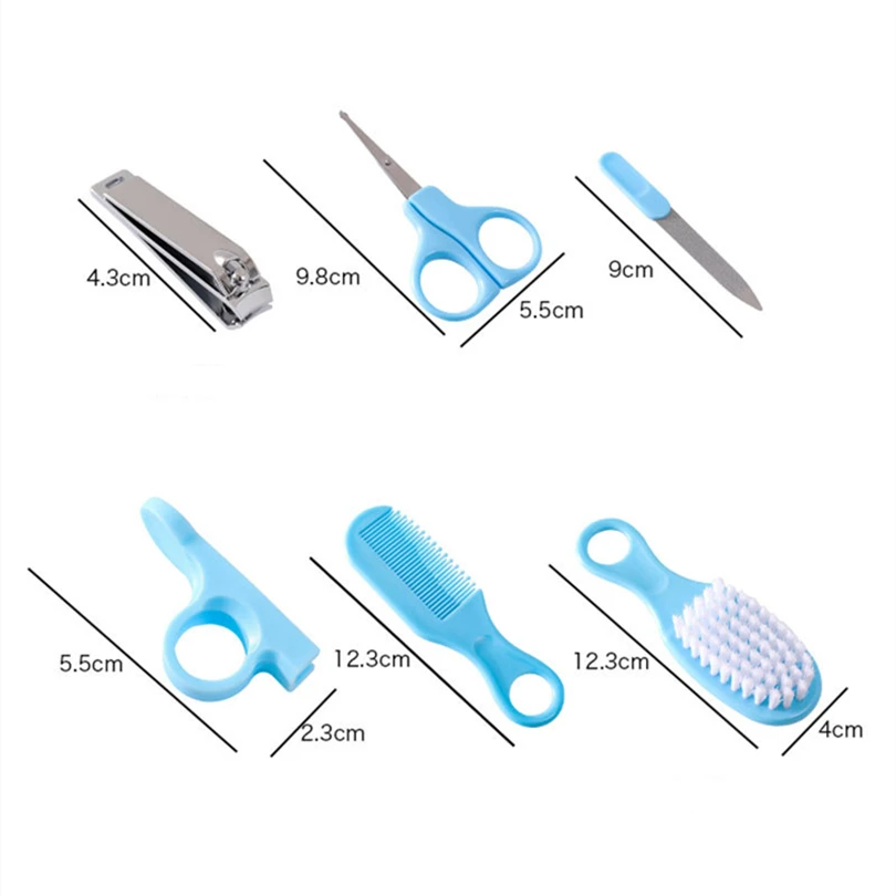 6Pcs/Set Baby Health Care Nail Hair Comb Grooming Brush Set Multifunction Baby Nail Trimmer Scissors Clippers Hygiene Kit images - 6