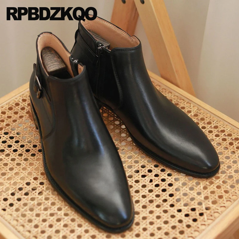 Ботинки мужские коричневые коровья кожа короткая Пряжка металлическая подошва