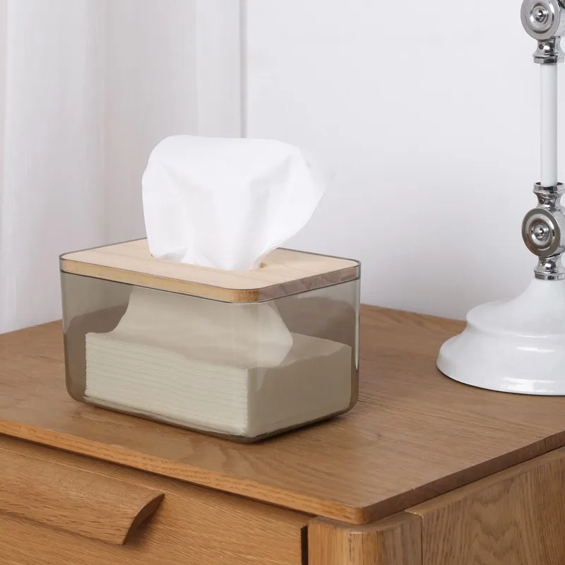 

Коробка-органайзер для хранения салфеток с деревянной крышкой для папиросной бумаги, чехол для косметики, для гостиной, офиса, настольный д...