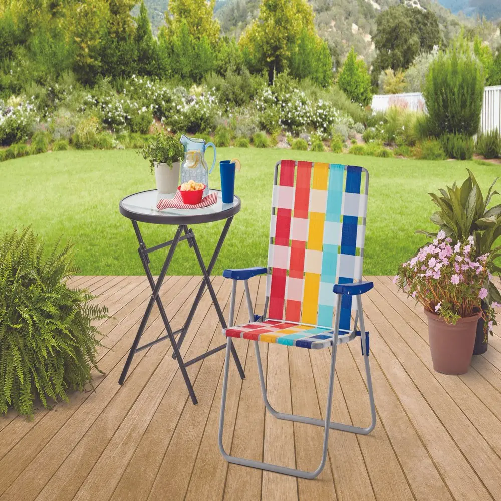 

Outdoor Camping Hiking Fishing Portable High Chair High Back Steel Frame Web Strap Chair, Multicolor-2 Pack US Overseas Warehous