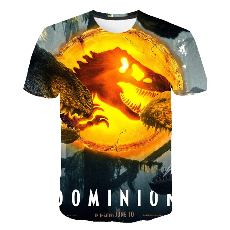 

Summer Children Dinosaur T-shirts Jurassic World Dominion Tees Kids Fashion Boys Girls Short Sleeve Tops Clothes Kids Size 3-14T
