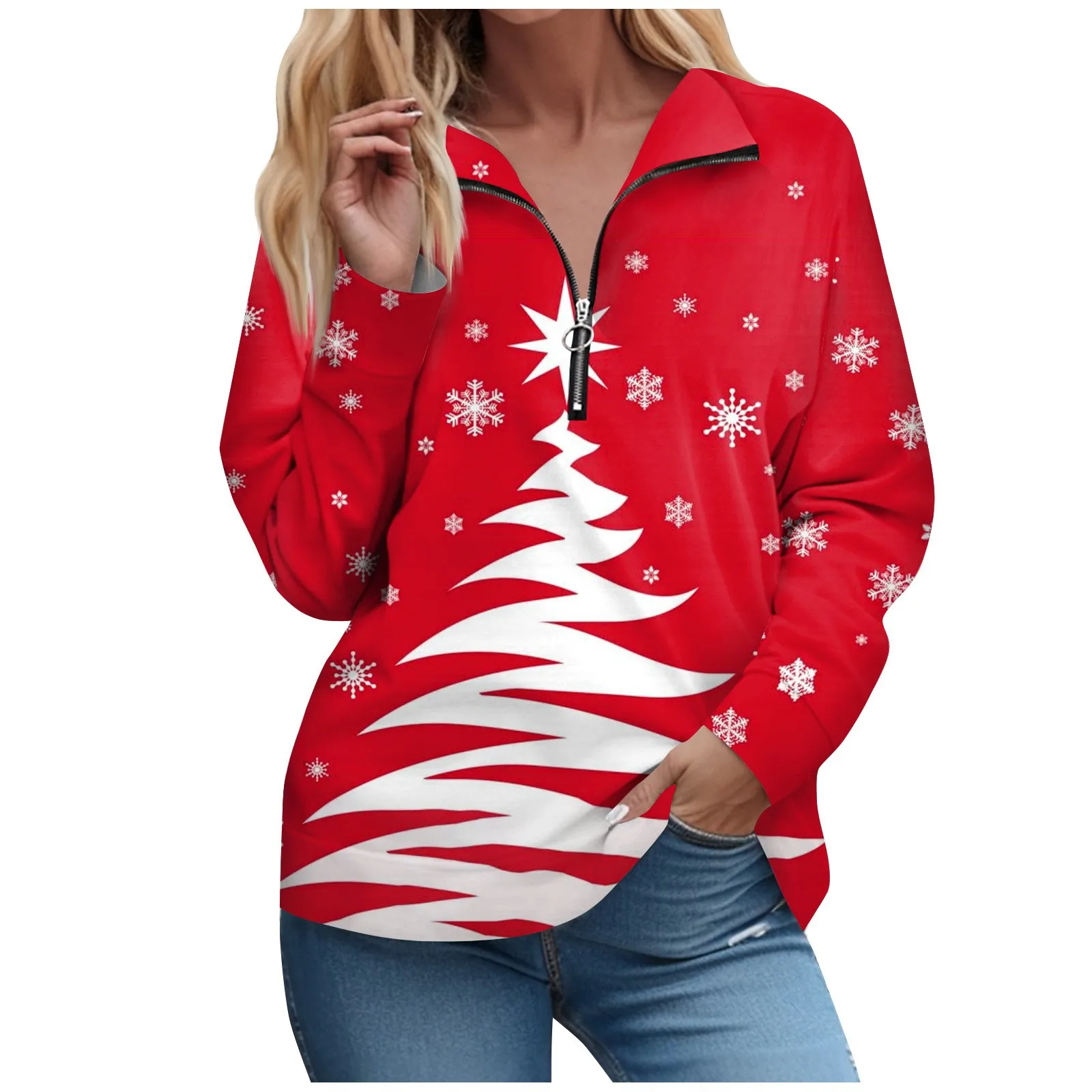 

Модные женские пуловеры на молнии с V-образным вырезом и длинными рукавами