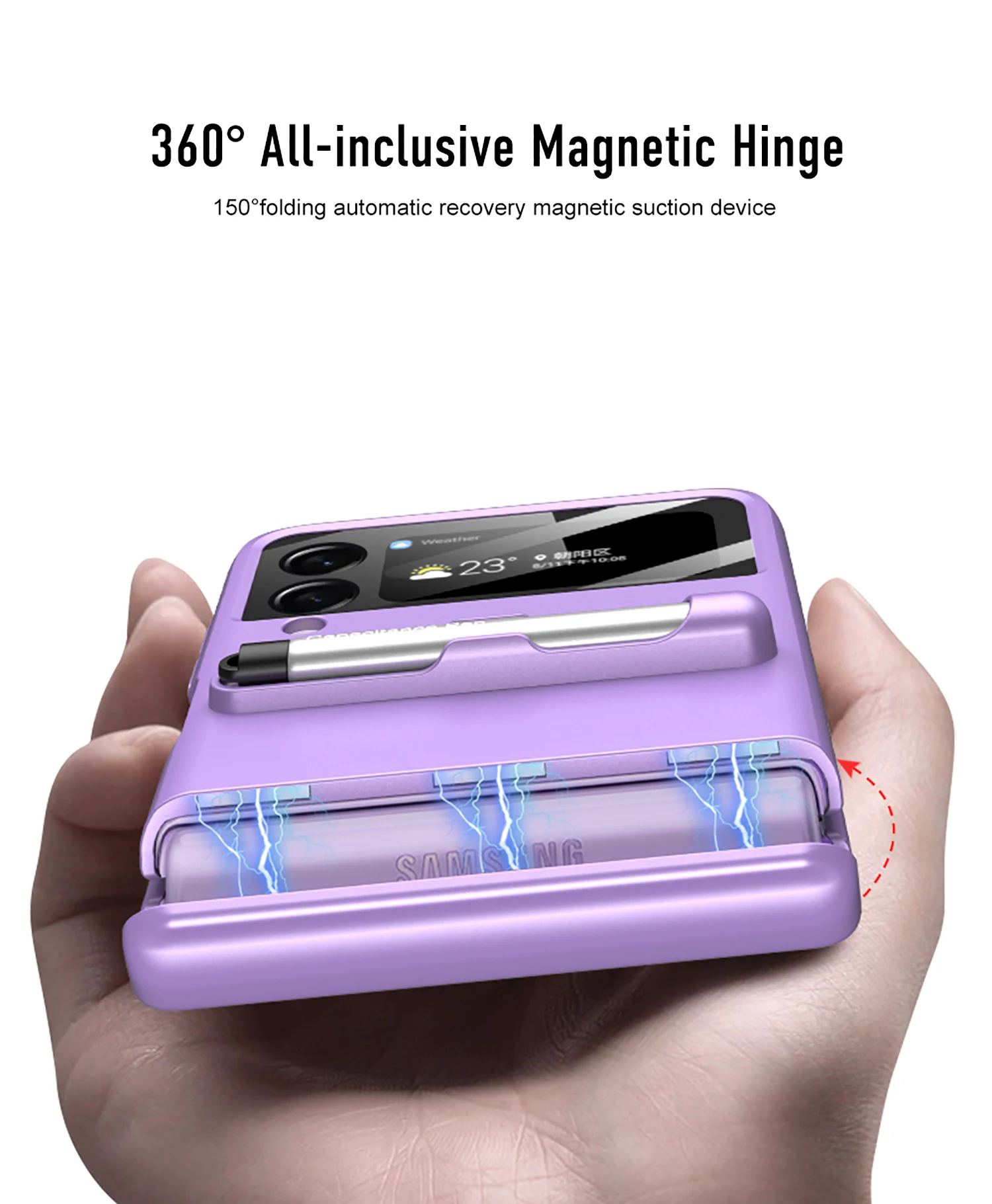 

Case for Samsung Galaxy Z Flip 3 5G Magnetic Hinge Full Protection Cover Camera Glass Hard Plastic Back Case With Touch Pen