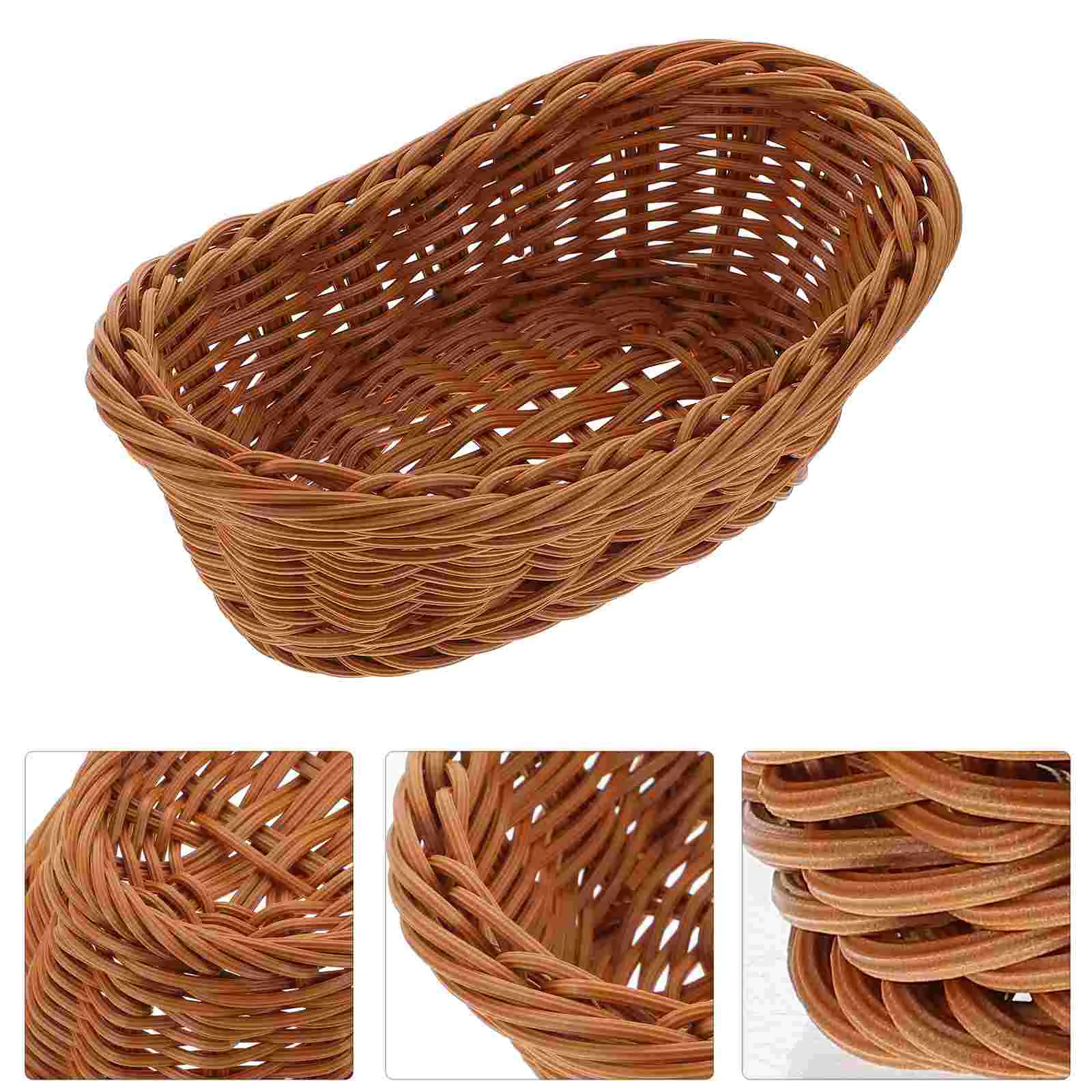

Basket Bread Wicker Baskets Serving Fruit Woven Rattan Food Tray Storage Bowl Oval Vegetable Handwoven Snack Plate Ratten