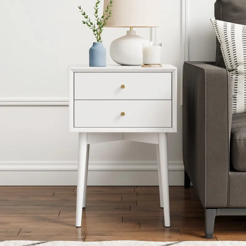 

Harper 2-Drawer Mid- Side Table, White