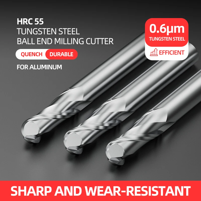 

Aluminum ball head tungsten steel milling cutter 3 blade spherical aluminum special carbide end mill CNC milling machine