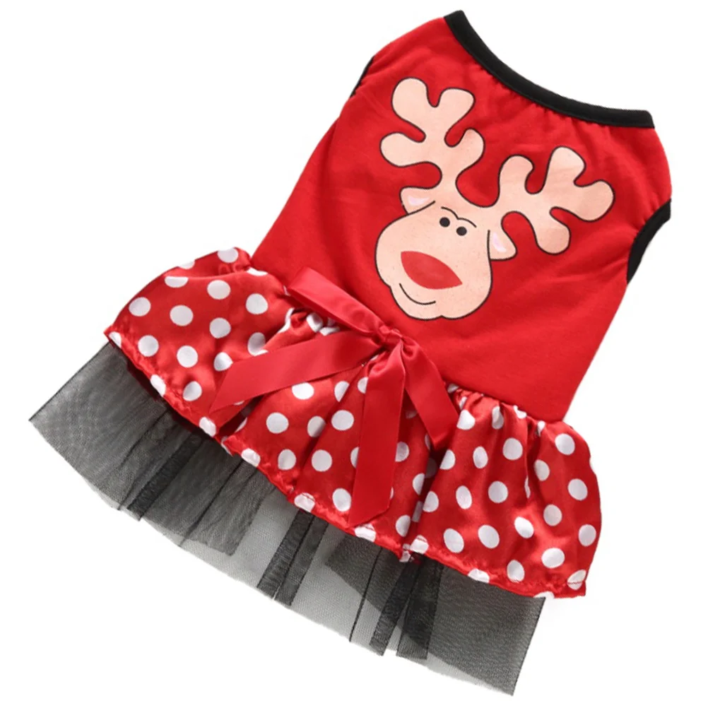 

Dog Pet Christmas Dress Skirt Clothessmall Party Elk Outfit Dresses Female Costumes Costume Dogs