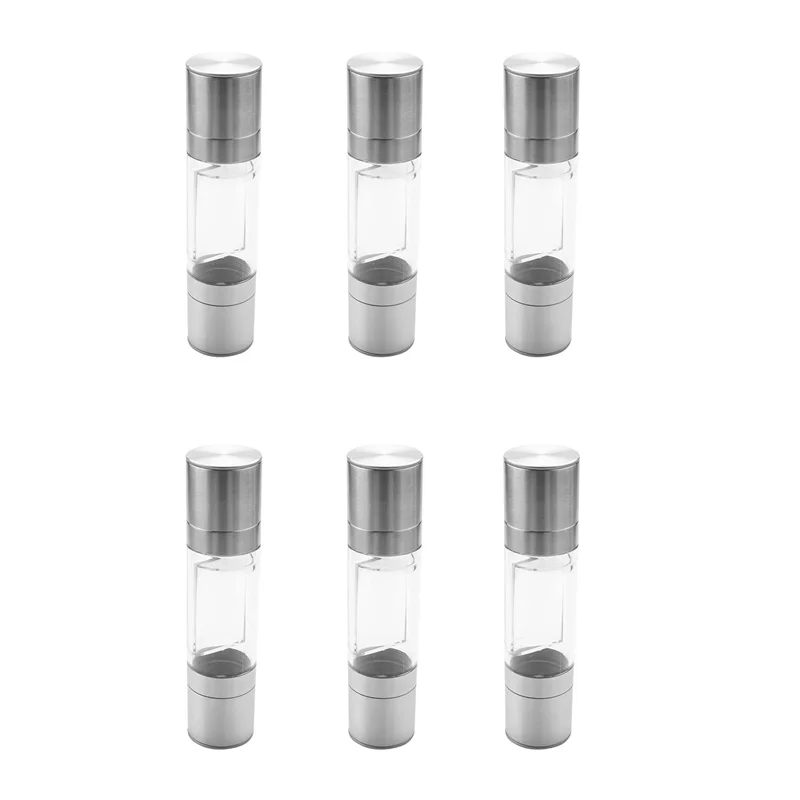 

6 шт., ручная мельница для соли и перца, из нержавеющей стали