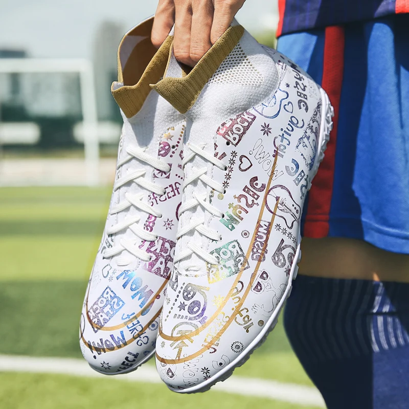 Stylish Comfortable Adult High Ankle Training Match Sports Football Shoes Outdoor Indoor Grass Sports Shoes For Youth Students