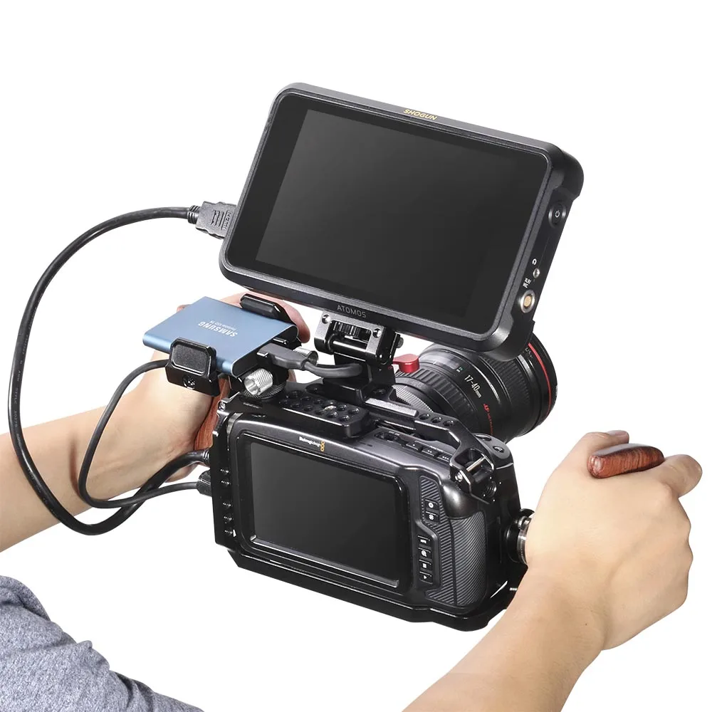 Быстросъемная ручка SmallRig для камеры с левой/правой стороны деревянная