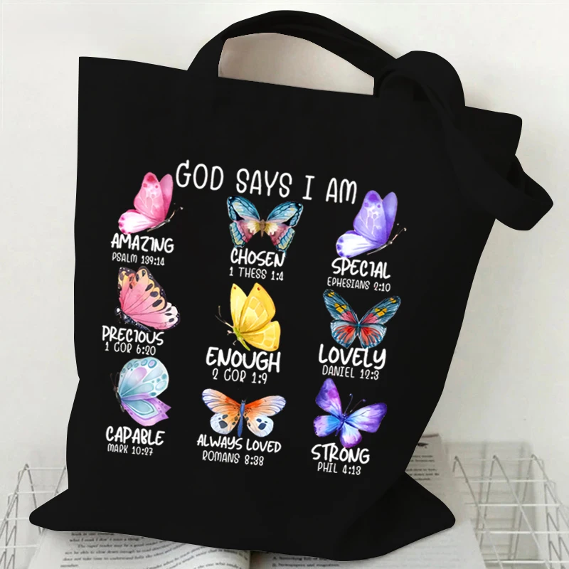 Холщовая сумка через плечо с бабочкой