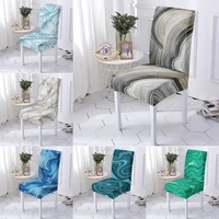 marbling print chair cover stretch home decor spandex elastic dining chair covers for kitchen banquet chair cushion cover