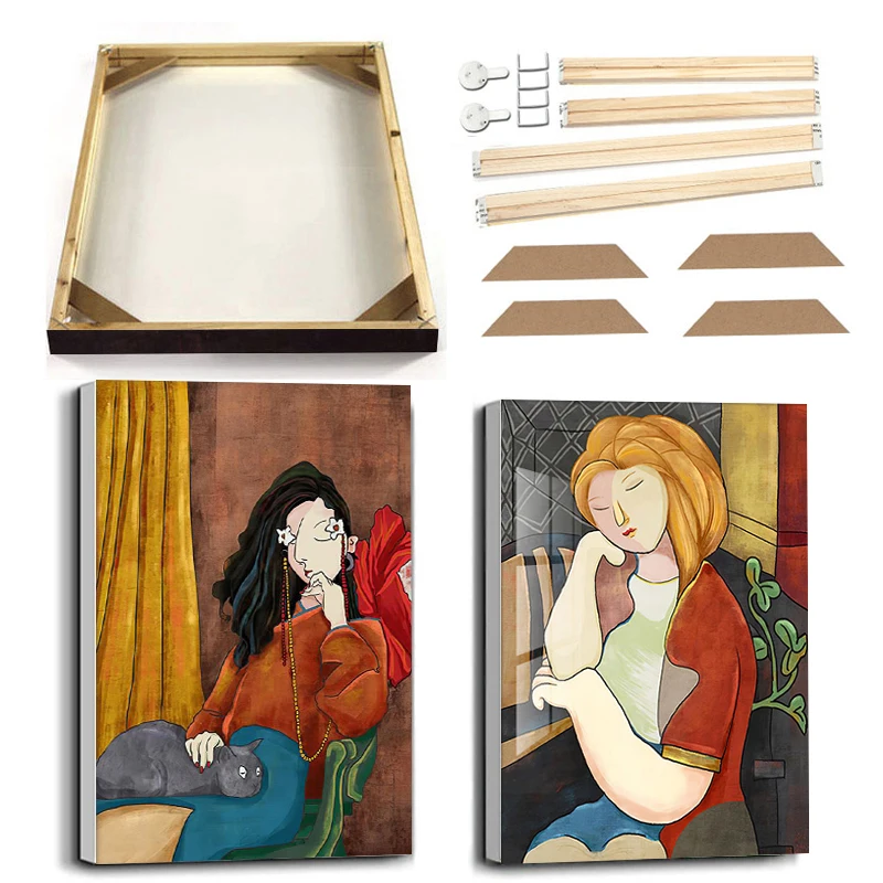 

Картина Пикассо с рамкой абстрактная женщина искусство Масляная живопись на холсте фигурка минимализма Настенная картина плакат для гостиной