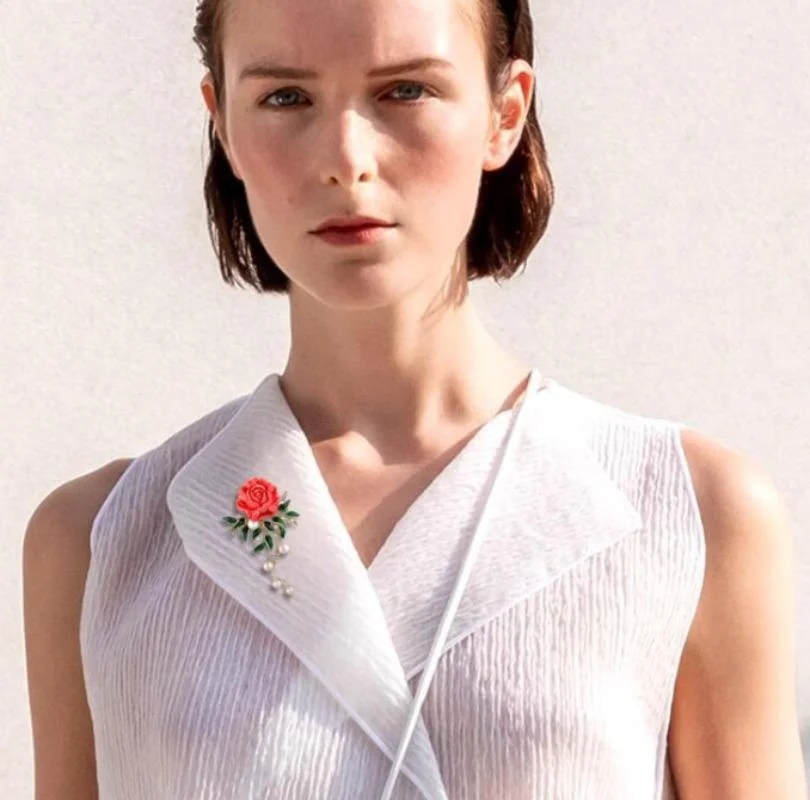 Роскошная индивидуальная брошь с цветком пиона женская куртка кардиган модная