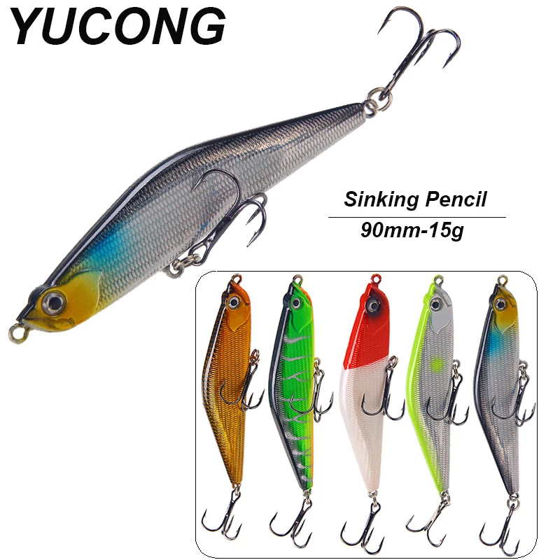 

YUCONG 1PX погружная рыболовная приманка 9 см-15 г, шумная приманка-карандаш, троллинговая приманка, воблер, искусственная рыба, приманка