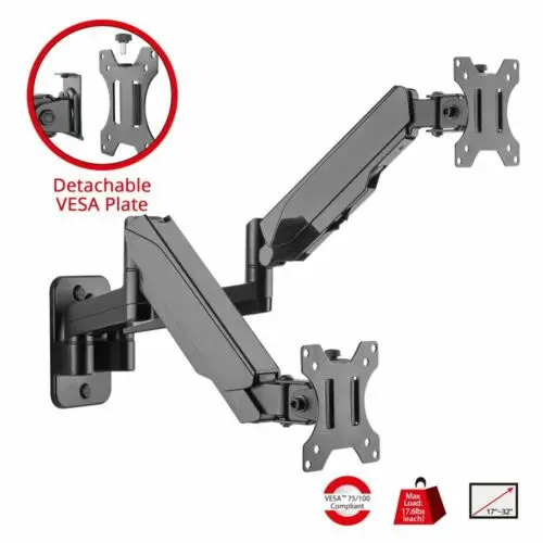 

SIIG High Premium Aluminum Gas Spring Wall Mount - Dual Monitor