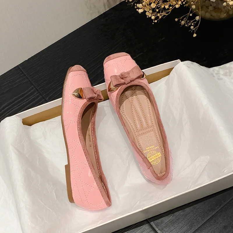 DGZBRV Shoes Women Heels Basic Patent Leather Microfiber Slip On Gingham Casual Flats Female Shoes Wholesale