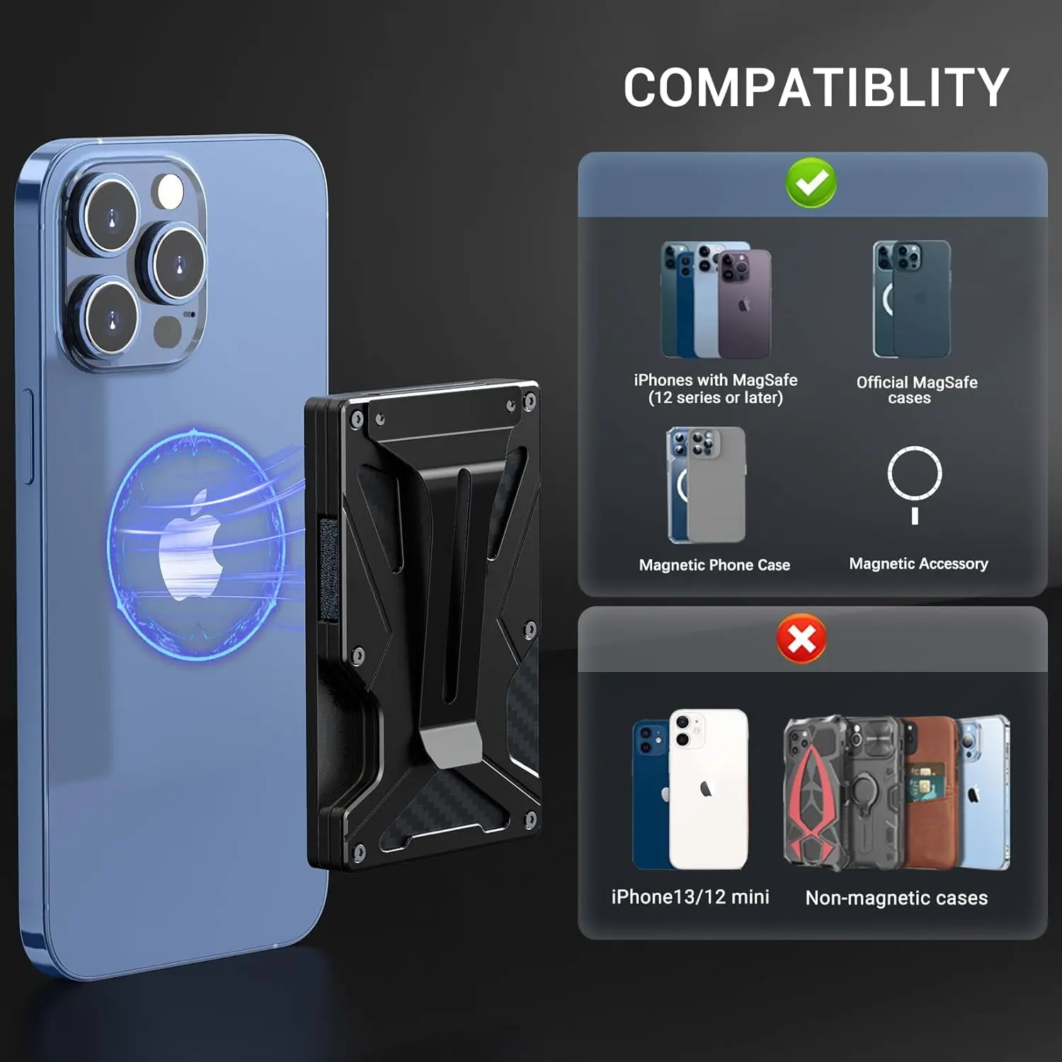 Зажим для денег в кошельке Mag Safe держатель воздушной бирки 2 1 и зажим [с магнитными