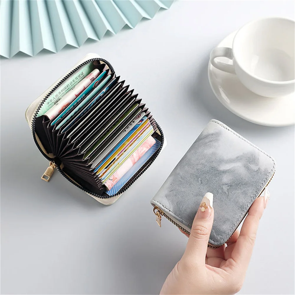 11 Bits Women Business ID Card Holder Leather Bank Credit Card Case Wallet Protect Purse Check Invoice Photo Storage Organizer