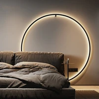 Copper Ring LED Wall Lamp Modern Foyer Living Room Lighting Fixtures Gold Black High Quality Sconce Plug With Switch