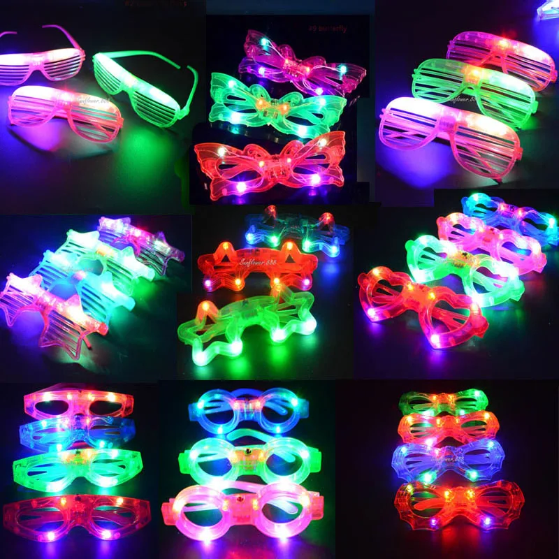 12Pcs Erwachsene Kinder Frauen LED Gläser Licht Up Party Sonnenbrille Glow Jalousien Auslöser Neon