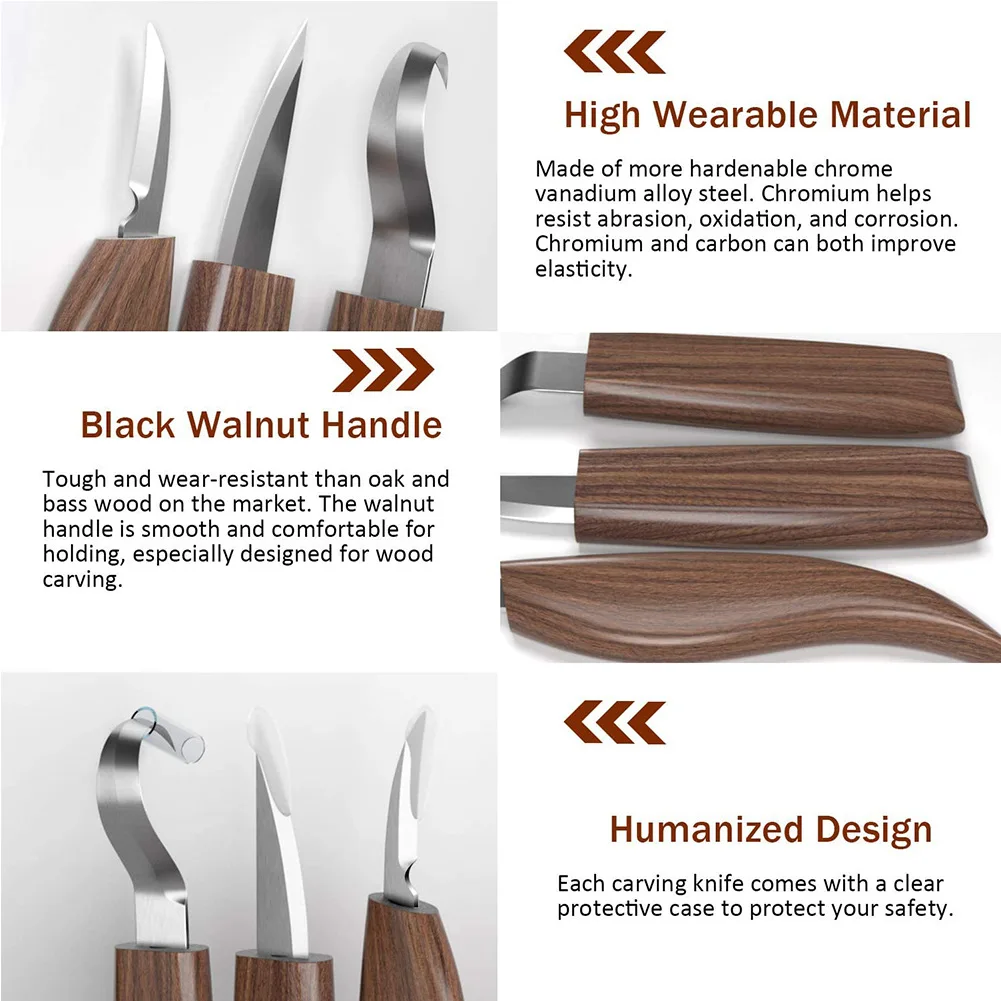 20 in one walnut chrome vanadium steel carving knife wood cutting knife scraping wood knife spoon knife woodworking carving set enlarge