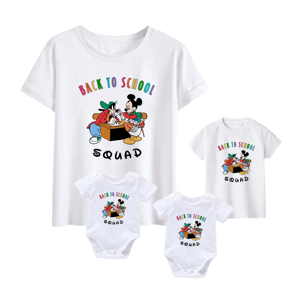 

Mickey Donald Goofy Print Disney Family Look T-Shirt Summer Back To School Series Graphic Mother KIds Matching Clothes Dropship