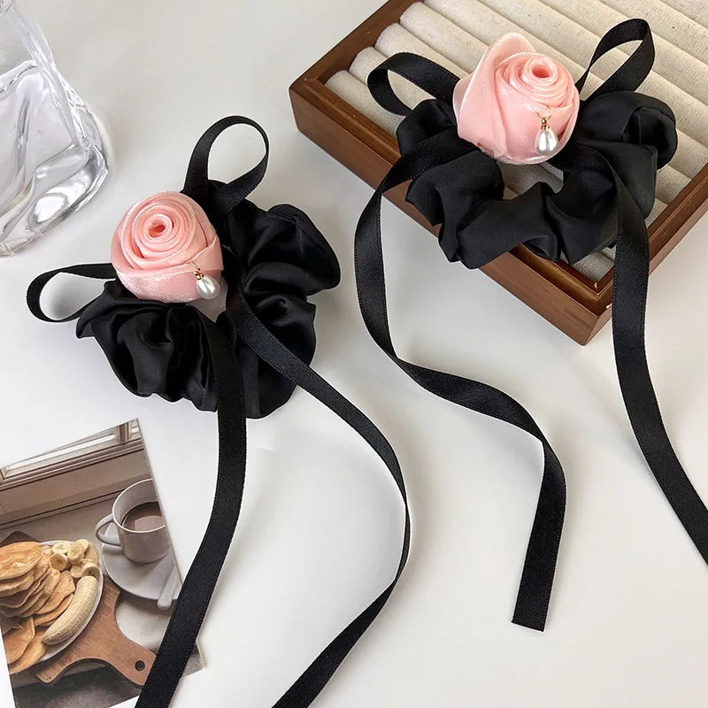 Корейская версия новый тренд тканевые Завязки для волос с розовой лентой