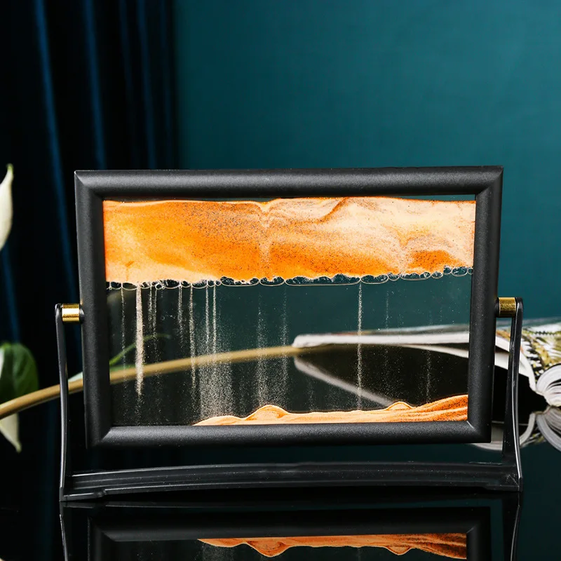 

5/7/10 Inch Creative Moving Sand Art Painting Square Glass Quicksand Hourglass Rotatable Home Decoration Desktop Ornaments Gifts