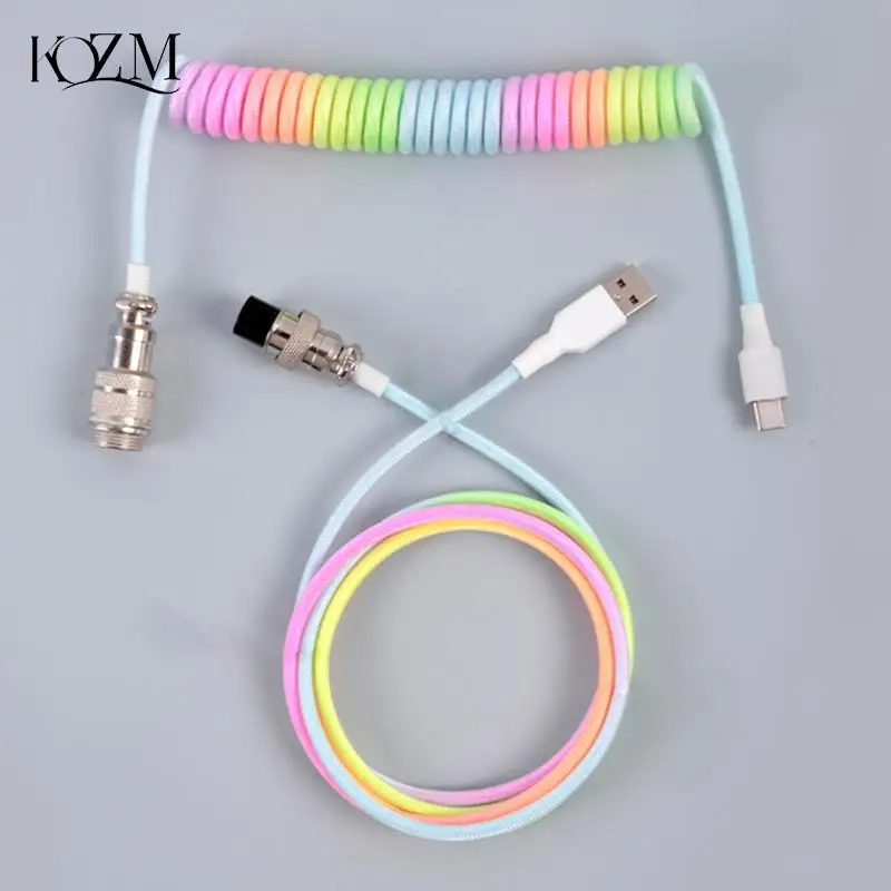 

Механическая клавиатура, спиральный кабель, провод типа C, Usb-порт на заказ, кабель авиатора, спиральный кабель для игровых аксессуаров для клавиатуры, 1,5 м, 1X
