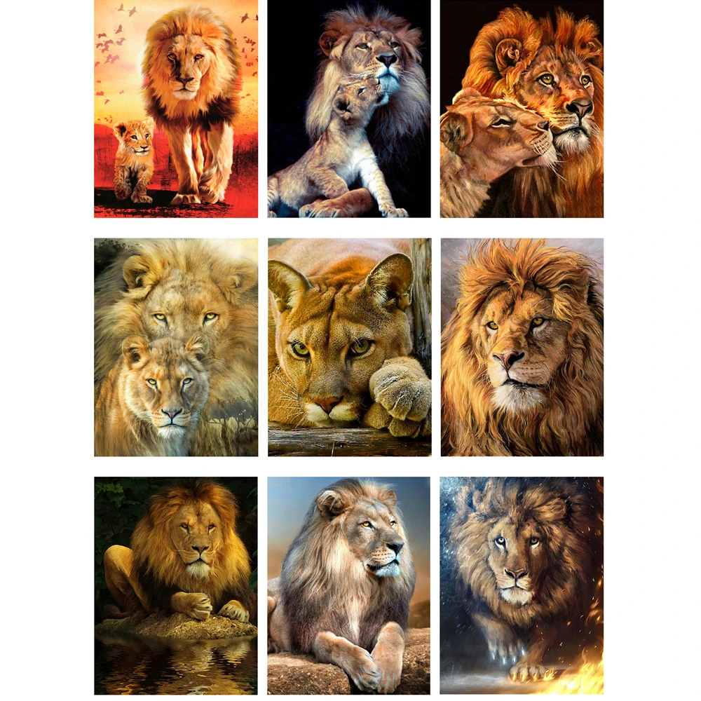 

All Kinds Of Lions DIY 5D Diamond Painting Full Drill Square Round Embroidery Mosaic Art Picture Of Rhinestones Home Decor Gifts