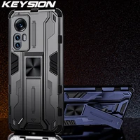 keysion shockproof armor case for xiaomi mi 12 12x 12 pro 5g silicone pc stand phone back cover for redmi 10 2022 k40 gaming