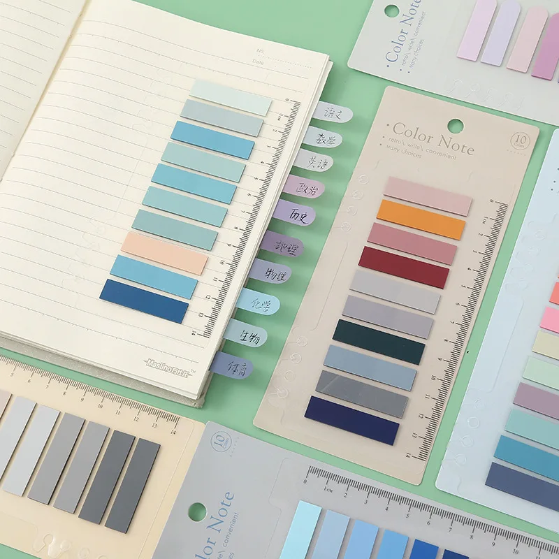 

200pcs Morandi Index Sticky Note Tabs Transparent Posted Tab Key Point Markers Stationery Self Adhesive Bookmark School Supplies