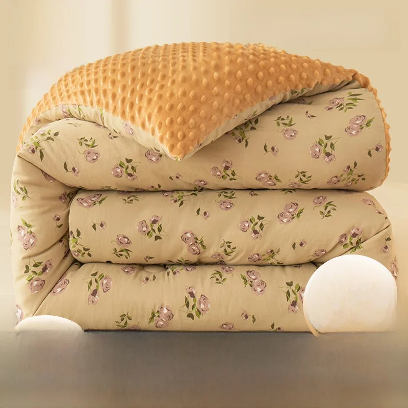 Yalu Beanie Velvet Quilt Winter Duvet Insert Fleece-lined Thickened Warm Dormitory Single Double Student W...