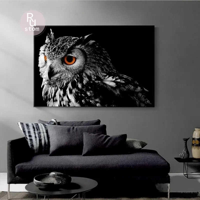 

Black and White Owl Canvas Painting Posters and Prints Modern Living Room Home Decor Canvas Art High Quality Animal Pictures