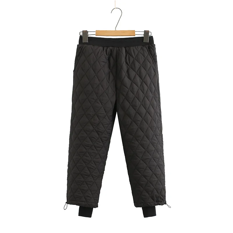 

Winter Quilted Trousers High Waist Waist Elastic Waist Double Layer Loose Harem Pants Outer Wear Women's Nine-point Pants L-4XL