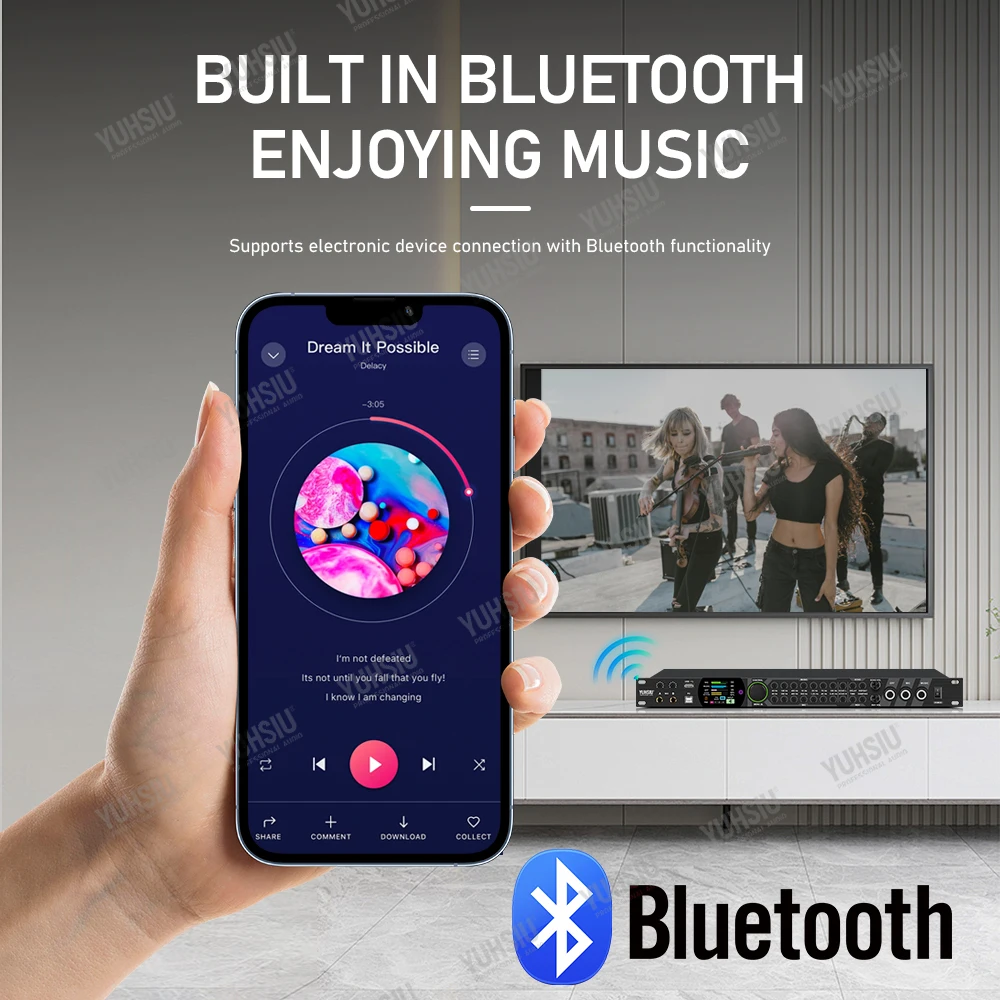 Фото Цифровой процессор эффектов для караоке YUHSIU, Bluetooth DSP аудиопроцессор, профессиональный контроллер звука для микрофона, система оборудования №3