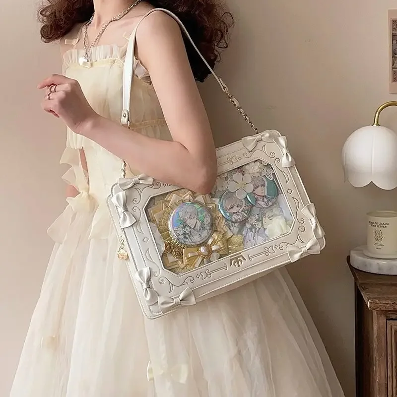 Original Cute Gyaru Chain Denim Transparent Shoulder Bag Itabag Handbag  Sweet Cool Girl Messenger Bag Versatile Fashion Bag - AliExpress