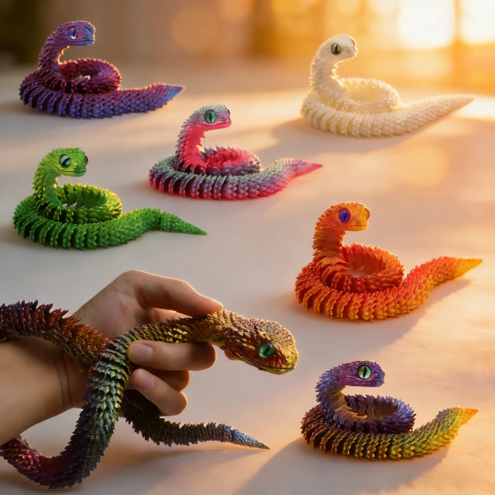 Фото 3D печатные игрушки в виде змеи зодиака, лазерная модель дракона, Viper, змея, ремесло, ювелирные изделия, совместная деятельность, моделирование животных, детский подарок для дома №4
