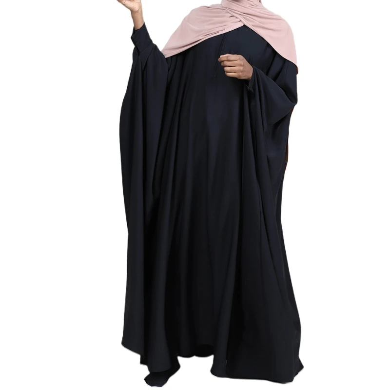 

Women's Muslim Fashion Ramadan Eid Abaya Solid Color Casual Clothing Loose Comfortable with Long Bawting Sleeve