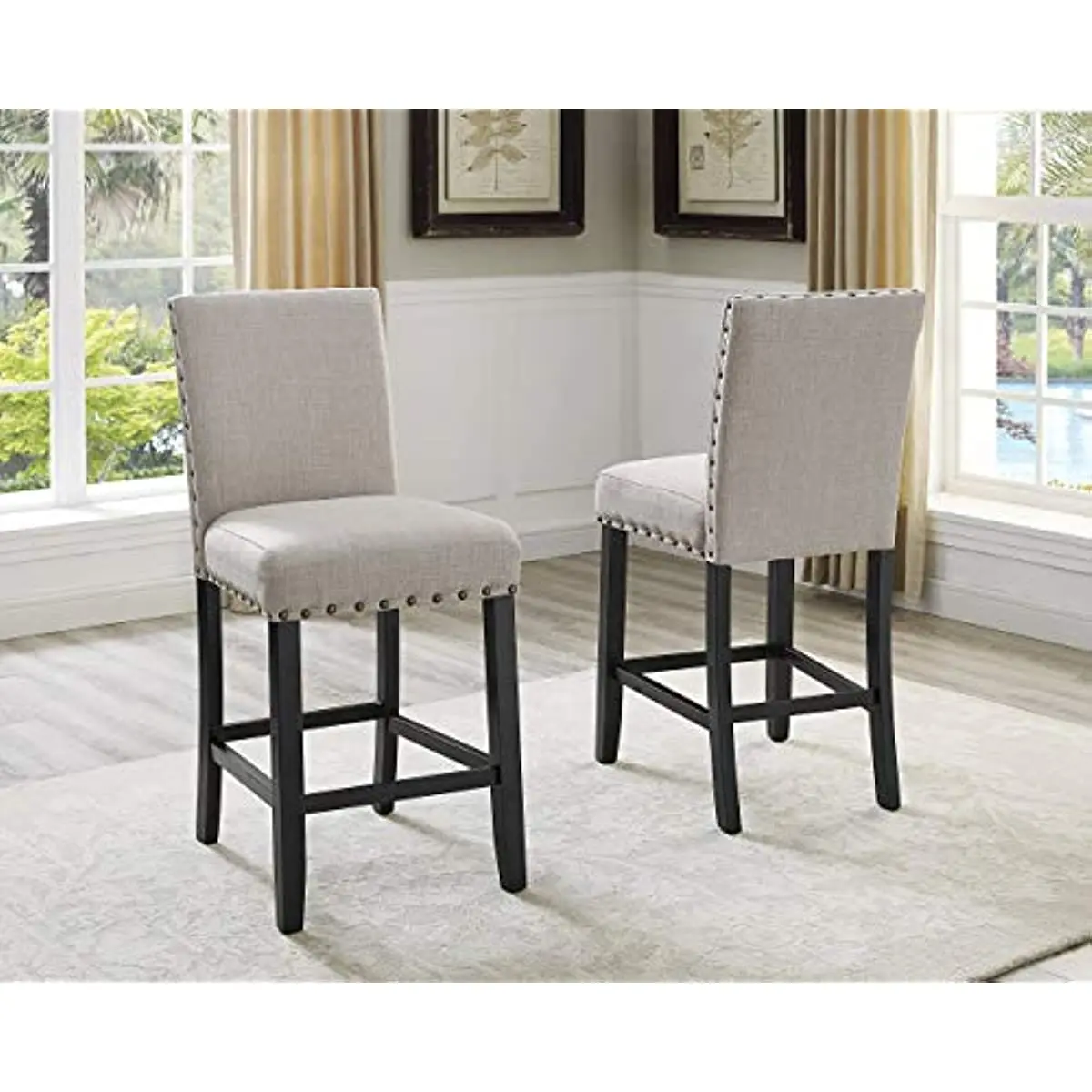 

Counter Height Stools with Nailhead Trim, Set of 2