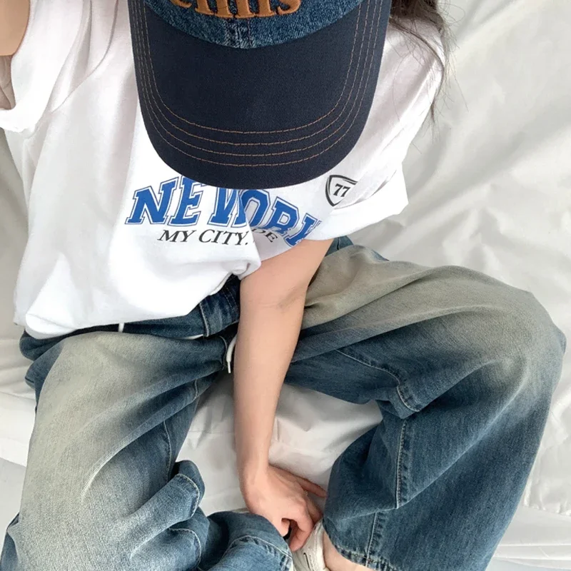 Женская летняя Удобная хлопковая Футболка с круглым вырезом и коротким рукавом