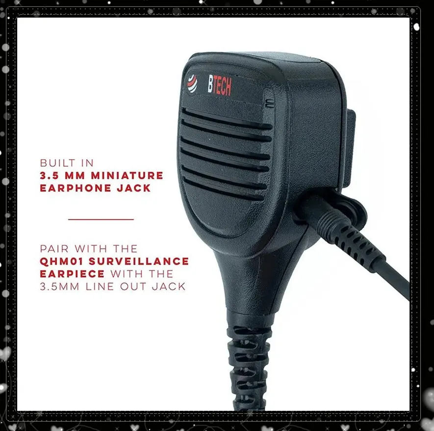 QHM22 Platinum Series IP54 Непромокаемый плечевой динамик для радиоприемников BaoFeng BTECH Kenwood