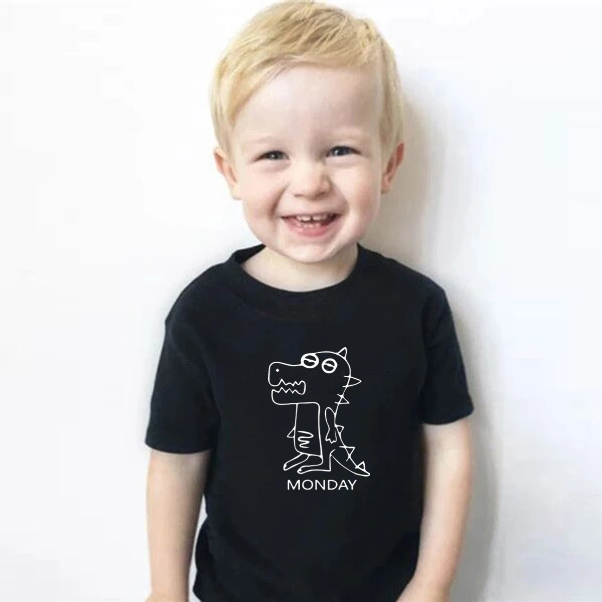 Summer Children T-Shirts For Boys T Shirt 100% Cotton Cartoon Dinosaur Print Short Sleeve Baby Girl Clothes Boy Clothes tops tee
