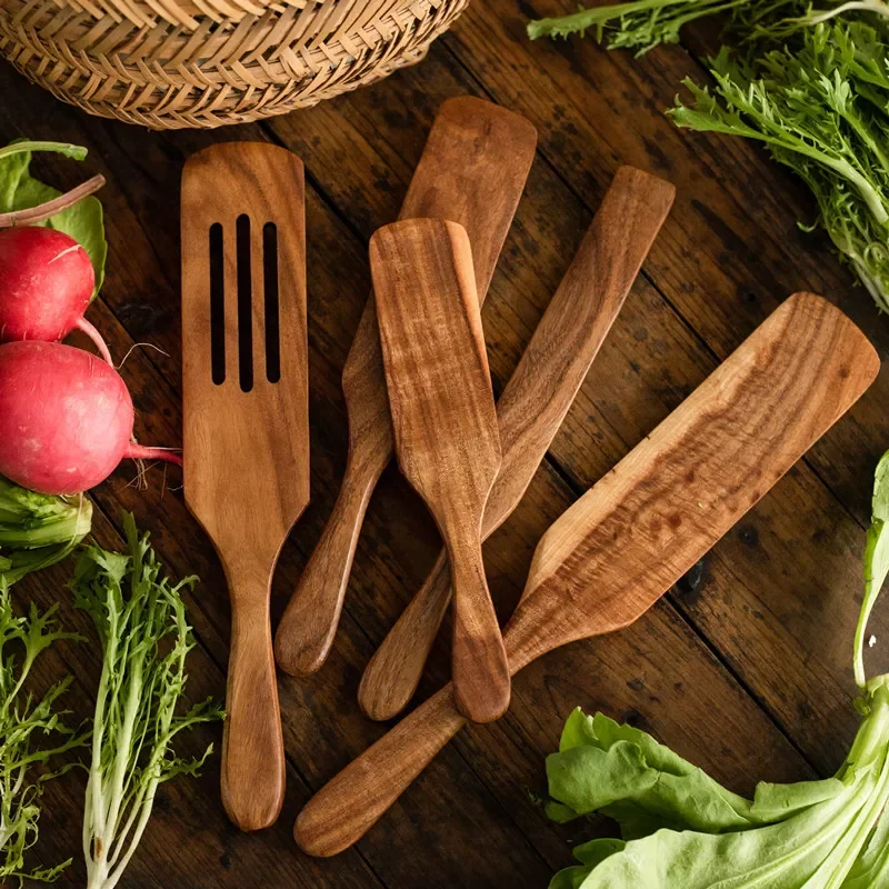 

Wooden Shovel Kitchen Cookware Non Stick Cooking Pot Set Salad Slotted Spatula Spatula For Stirring Frying Steak Sauce Utensils